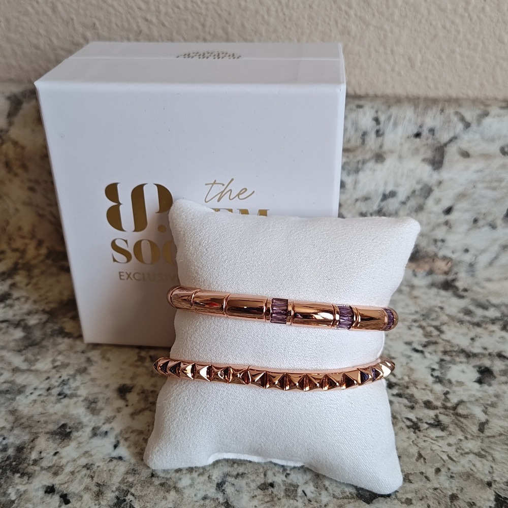 Bomb Party The Stem Society Bracelet Set Women OS Rose Gold Purple Stretch